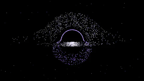 A Luminet Schwarzschild black hole rendered entirely with retained HTML and CSS using PolyCSS.